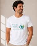 Tee-shirt solidaire blanc col rond –  "Vous me voyez ?"