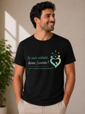 Tee-shirt solidaire noir col rond –  Je suis aidant, donc j'existe !