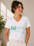 Tee-shirt solidaire blanc col v – Je soutiens les aidants !